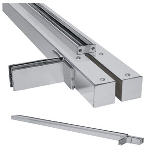 CRL Brushed Stainless Custom Size Double Door Wall-to-Glass Floating Header with Fin Brackets
