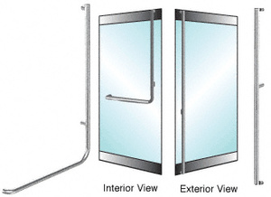 CRL-Blumcraft® Brushed Stainless Right Hand Double Acting Rail Mount "F" Exterior Dummy Handle