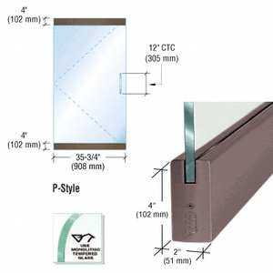 CRL Black Bronze Dry Glazed Frameless Glass 3'-0" P-Style Single Door Only Kit - without Lock