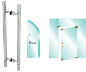 CRL Brushed Stainless 25" Overall Length Glass Mounted Back-to-Back Ladder Style Pull Handle with Undercut Accent Rings