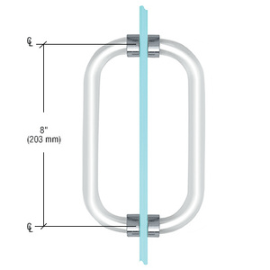 CRL 8" Acrylic Smooth Back-to-Back Shower Door Pull Handle with Chrome Rings