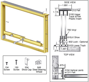 CRL Gold Anodized Wood End Showcase Track Assembly With Flat Rear Track