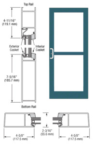 CRL-U.S. Aluminum Custom KYNAR® Paint IG600 Series Custom Single StormFront™ Gear Hinged Entrance for Panic and Surface Closer