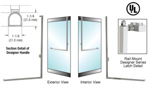 CRL-Blumcraft® Brushed Stainless Left Hand Reverse Rail Mount Keyed Access "D" Exterior, "D" Shape Top Securing Panic Handle