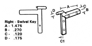 CRL Right Nylon Swivel Key - 1.475" Leg; .120" Width - 20/Pk
