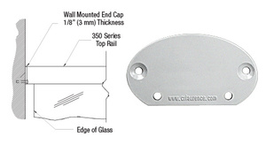 CRL Silver Metallic 350X Series Wall Mount End Cap