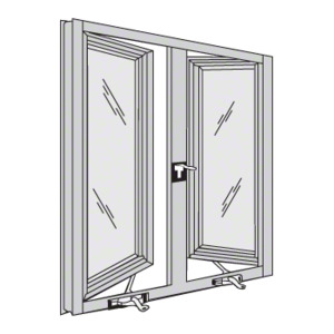 CRL-U.S. Aluminum 7400 Series Double Out-Swing Casement Window for 1" Glazing, White KYNAR® Paint