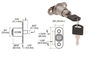 CRL Brushed Nickel Keyed Alike Track Plunger Lock