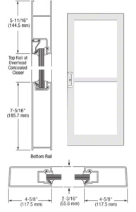 CRL-U.S. Aluminum White KYNAR® Paint IG500 Series Custom Single StormFront™ Butt Hinged Entrance for Panic and Overhead Concealed Closer