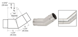 CRL Brushed Stainless 147 Degree Flush Angle for 1-1/2" Tubing