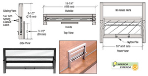 CRL Duranodic Bronze Anodized Vertical Sliding Ticket Window with 18" x 3-1/2" Opening