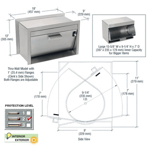 CRL Brushed Stainless Thru-Wall  Pass-Thru Hopper