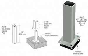 CRL Agate Gray ARS Surface Mount Stanchion