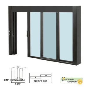 CRL Duranodic Bronze Anodized Standard Size Self-Closing Deluxe Service Window Glazed with Half-Track