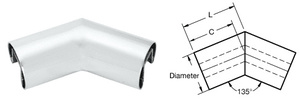 CRL Mill 3" Diameter 135 Degree Horizontal Corner for 1/2" or 5/8" Glass Cap Railing