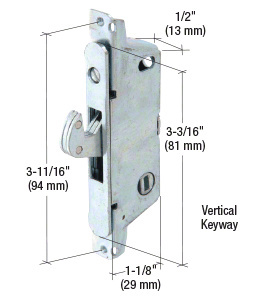 CRL 1/2" Wide Round End Face Plate Mortise Lock for Adams Rite® Doors- Vertical Keyway