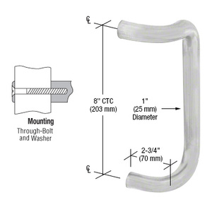 CRL Brushed Stainless 8" Single Offset Door Pull