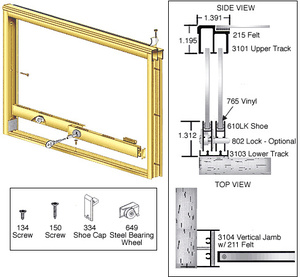 CRL Brite Gold Anodized Wood End Showcase Track Assembly With Radius Rear Track