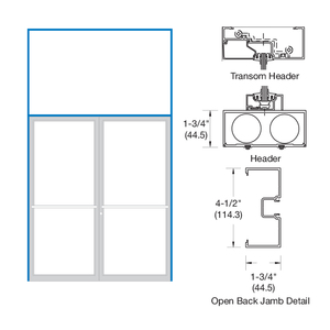 CRL-U.S. Aluminum Bronze Black Anodized 1-3/4" x 4-1/2" 450 Series Transom Double Door Frame