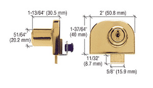 CRL Brass Double Glass Door Lock - Randomly Keyed