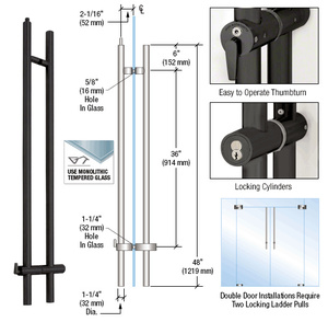 CRL Matte Black 48" Upwards Locking Ladder Pull