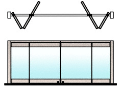 CRL Brushed Stainless 4-Panel Bipart Overhead Track Half Bi-Fold Door Configuration