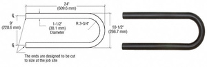 CRL Matte Black Quick Connect Looped Hand Rail Return for 1-1/2" Diameter Tubing