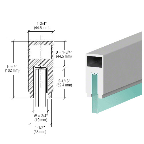 CRL-Blumcraft® Mill Finish 636 Series 1-3/4" x 4" Aluminum Cap Rail 120"