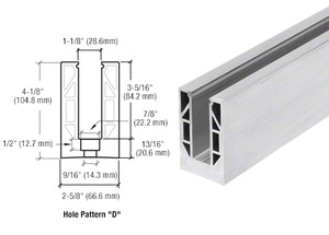 CRL 8B Series Mill Aluminum 120" Square Base Shoe Drilled for 5/8" Glass