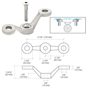 CRL Brushed Stainless Double Arm Post Mount Spider Fitting 