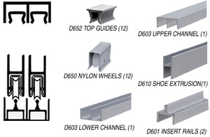 CRL Satin Anodized Deluxe Track Assembly D603 Upper and D601 Rail with Nylon Wheels