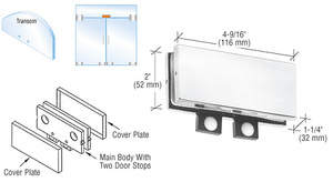 CRL Polished Stainless Transom Mounted Connector with Two Reversible Door Stops