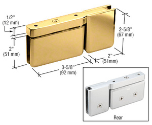 CRL Polished Brass Top or Bottom Mount Prima Pivot Hinge with Attached U-Clamp