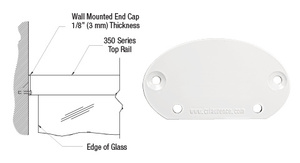 CRL Sky White 350X Series Wall Mount End Cap