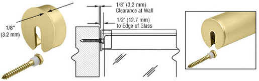 CRL Satin Brass Stabilizing End Cap for 2-1/2" Cap Railing