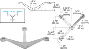 CRL Brushed Stainless Regular Duty 3-Way Spider Fitting Arm Column Mount