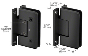 CRL Matte Black Pinnacle 337 Series Adjustable Wall Mount 'H' Back Plate Hinge