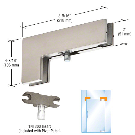 DORMAKABA® Brushed Stainless Sidelite Mounted Transom Patch Fitting with Pivot