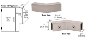 CRL Brushed Nickel 135 Degree "Sleeve Over" Glass Clamp