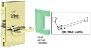 CRL Polished Brass 6" x 10" RHR Center Lock With Deadlatch in Storeroom Function