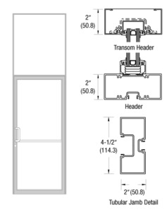 CRL-U.S. Aluminum Clear Anodized Class 1 Custom Size Series 451 Tubular Butt Hinge Transom Frame Complete (1FT)