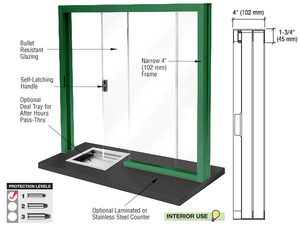 CRL Painted Bullet Resistant Level 1 Manual Sliding Service Window