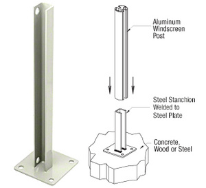 CRL Oyster White AWS Steel Stanchion for 180 Degree Round or Rectangular Center or End Posts