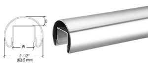 CRL Polished Stainless 63.5 mm Premium Cap Rail for 21.52 mm or 25.52 mm Glass  - 3 m Long