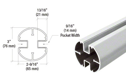 CRL Silver Metallic AWS 3" Diameter Round 180 Degree Center or End Post Only - 60"