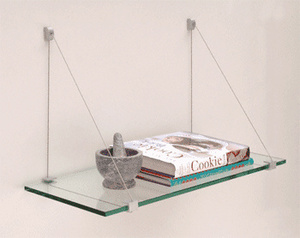 CRL Satin Aluminum 6" x 24" Cable Glass Shelf Kit