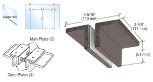 CRL Dark Bronze Ceiling Mounted Support Fin Bracket Patch Fitting