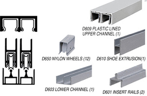 CRL Satin Anodized Deluxe Track Assembly With D609 Upper and D603 Lower Track - Nylon Wheels