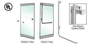 CRL-Blumcraft® Polished Stainless Left Hand Reverse Rail Mount No Cylinder "Z" Exterior Top Securing Electronic Egress Control Handle
