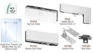 CRL Satin Anodized North American Patch Door Kit for Use with Fixed Transom and Two Sidelites - Without Lock
